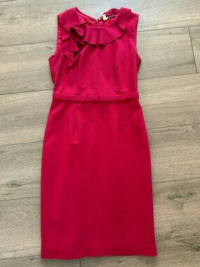 Elie Tahari Red Ruffle Sheath Dress Size 2